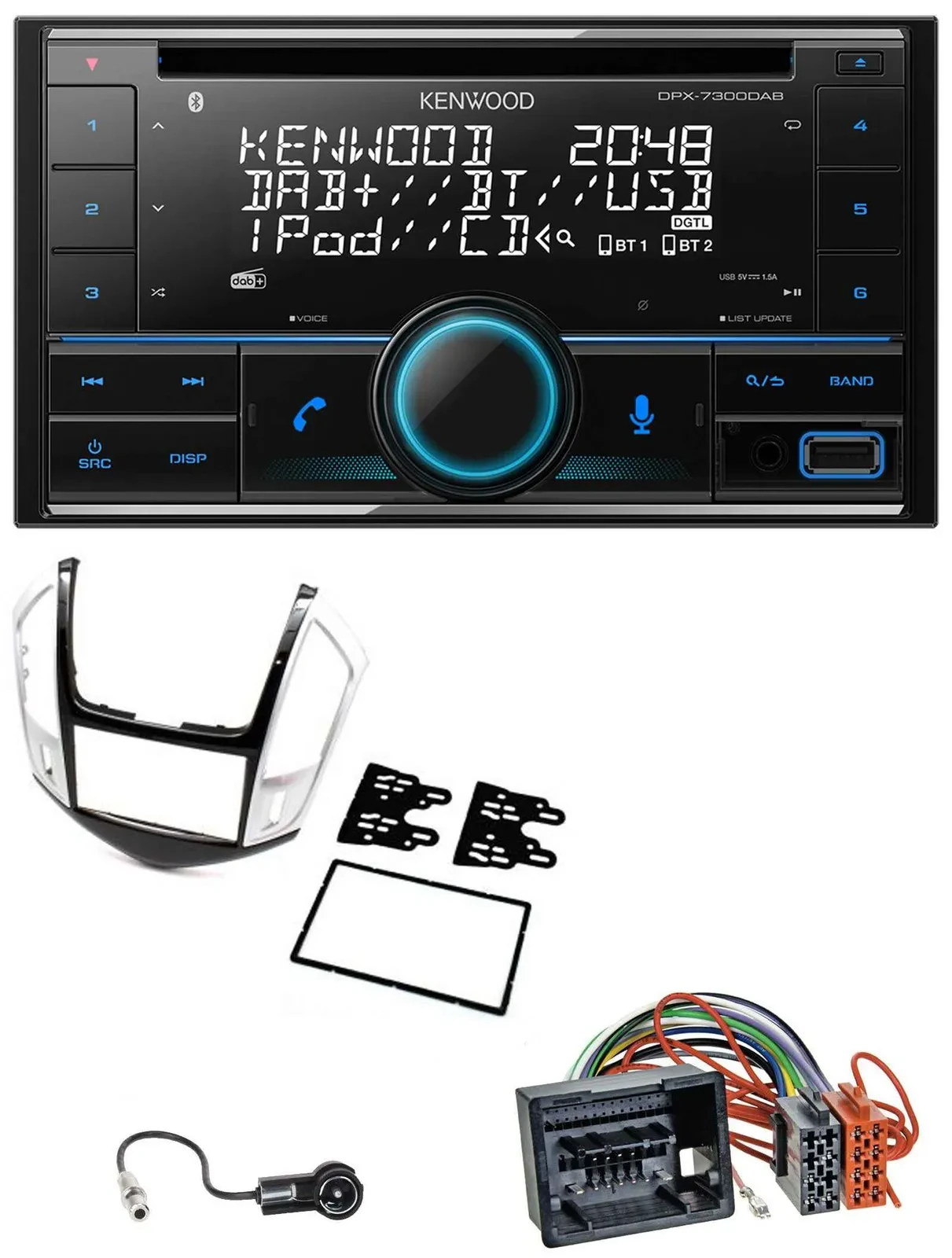 Автомагнитола для Chevrolet Cruze 2011–2016 Kenwood CD, 2-DIN, DAB, USB, MP3, Bluetooth