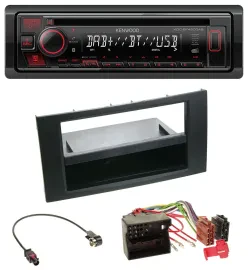Автомагнитола Kenwood CD/MP3, USB, Bluetooth, DAB, для Ford Focus/Fiesta (2004–2008), черная