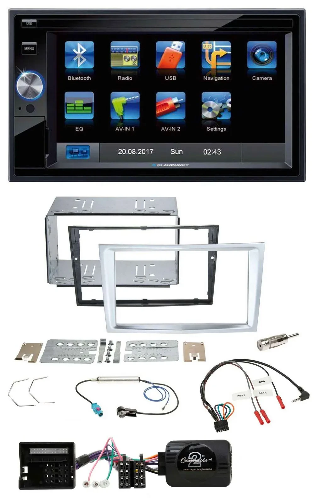 Blaupunkt 2DIN Bluetooth TMC USB Lenkrad SD Navigation für Opel Zafira Astra H C