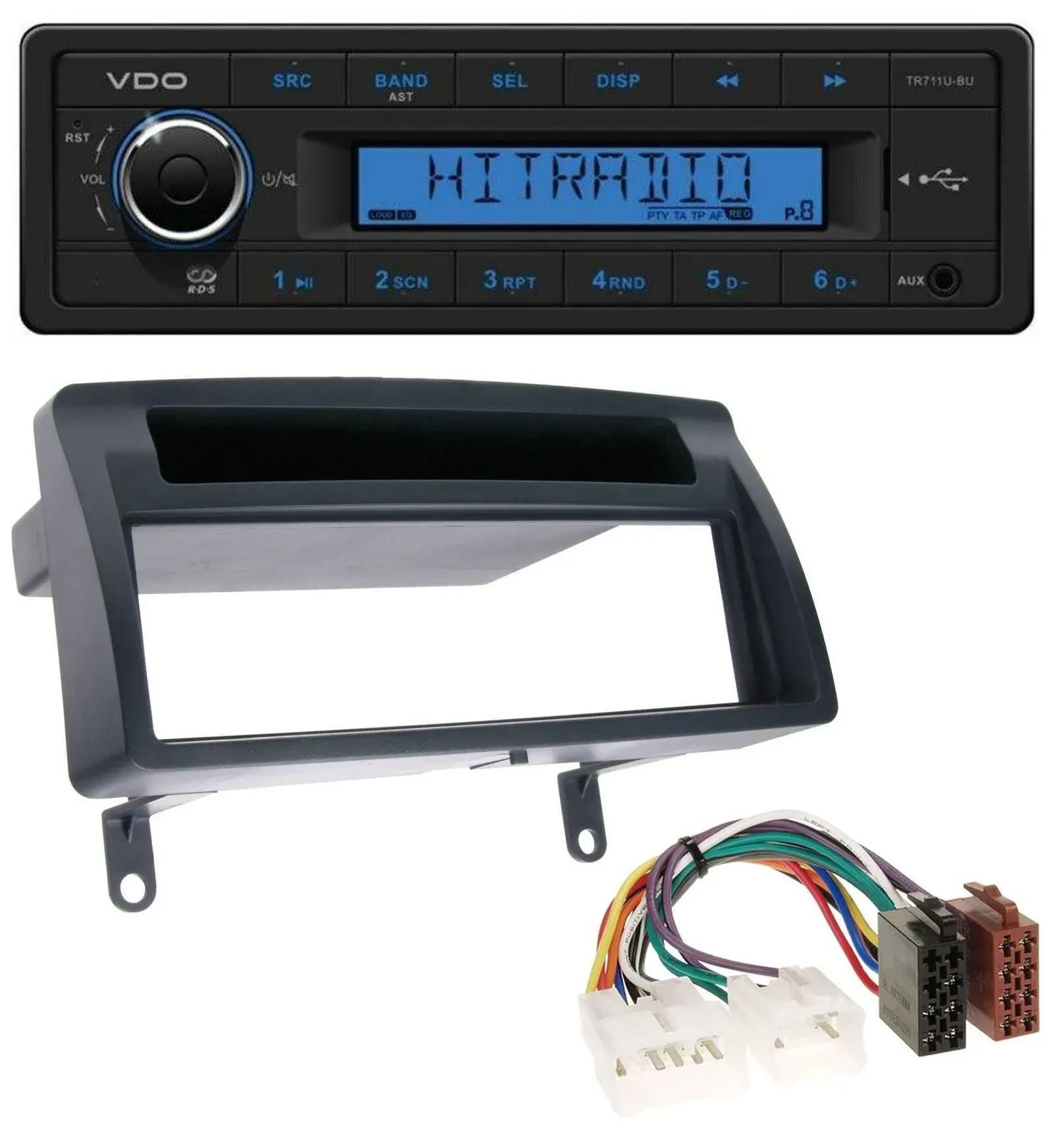 VDO AUX 1DIN MP3 USB Autoradio für Toyota Corolla E12 2003-2008 dunkelgrau