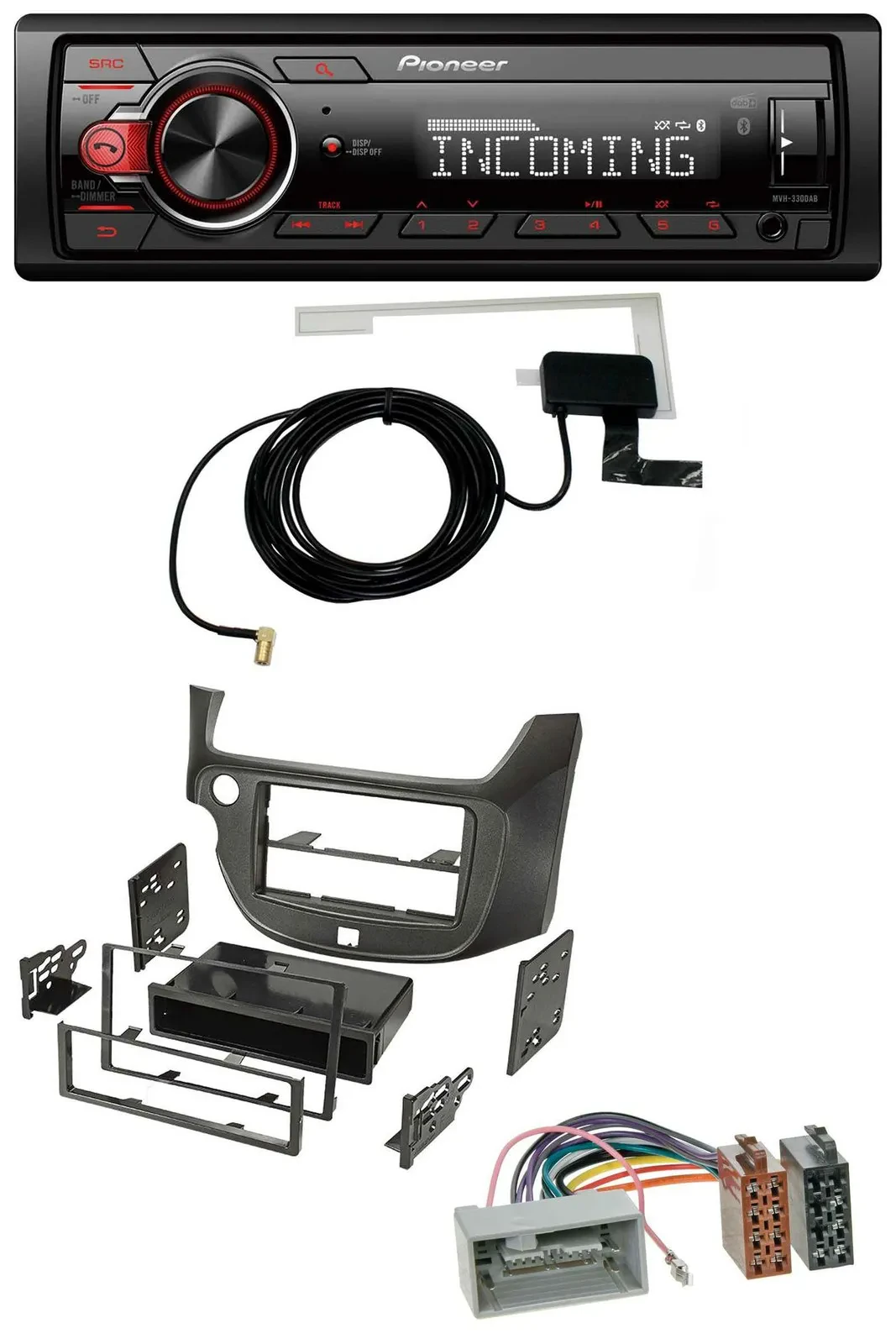 Pioneer MP3 AUX CD DAB USB Autoradio für Honda Jazz (ab 2009) dunkelgrau