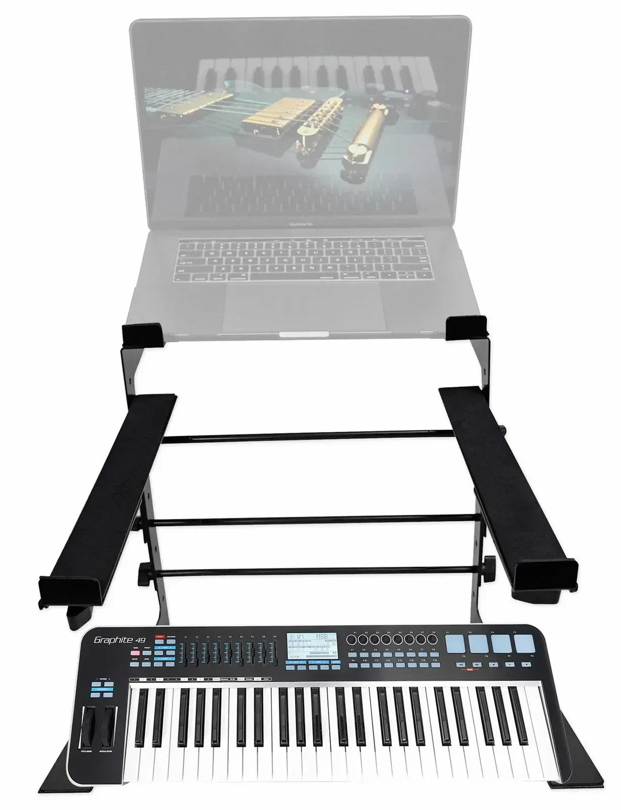 Samson Graphite 49 Key USB MIDI DJ Keyboard Controller+Dual Shelf Studio Stand