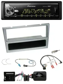 Pioneer Bluetooth USB DAB Lenkrad Autoradio für Opel Corsa C Tigra Meriva silber