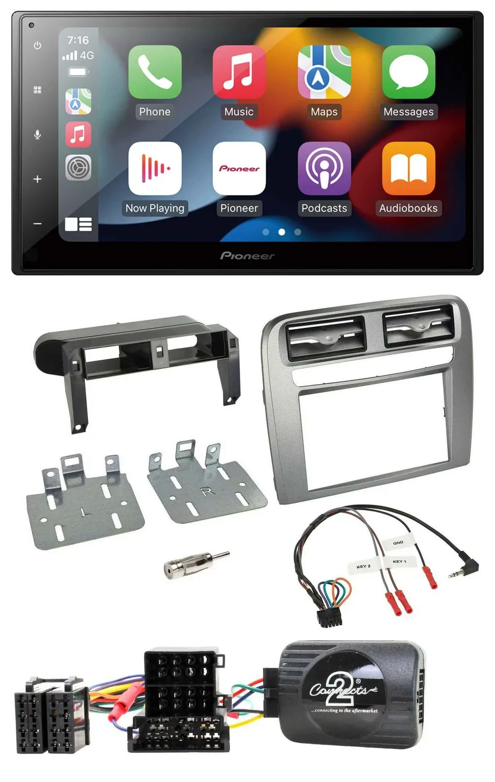 Pioneer DAB Bluetooth 2DIN USB Lenkrad Autoradio für Fiat GrandePunto 05-06 anth