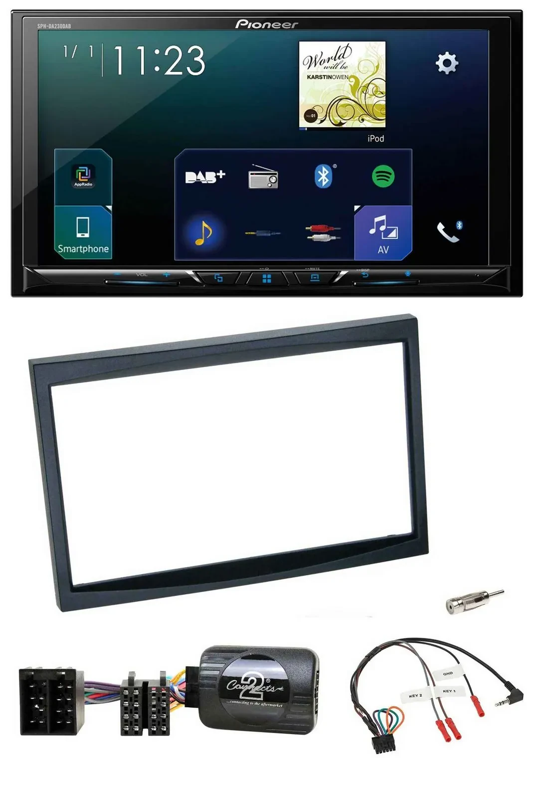 Автомагнитола Pioneer 2DIN, DAB, Bluetooth, USB, для Citroen C3/C2/Berlingo, черная
