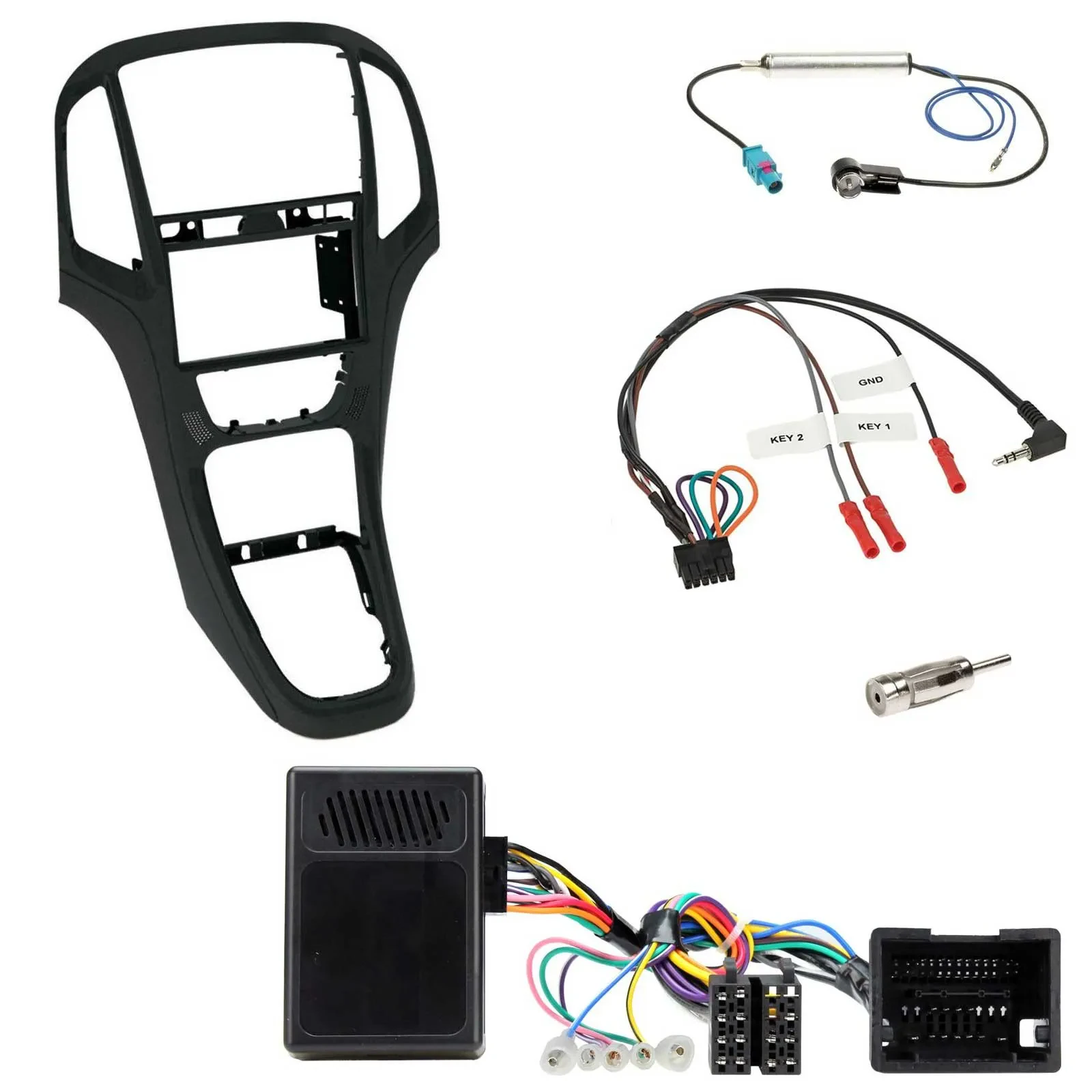 Установочный комплект Caraudio24 2-DIN для Opel Astra (с 2009) перламутрово-черный с адаптером рулевого управления