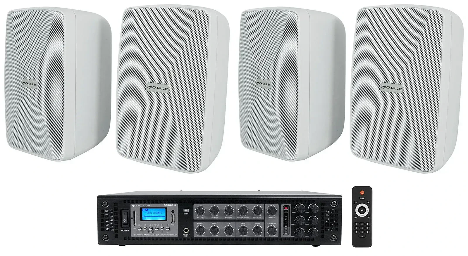 Настенная акустика Rockville WET-40W White с усилителем (4 штук)