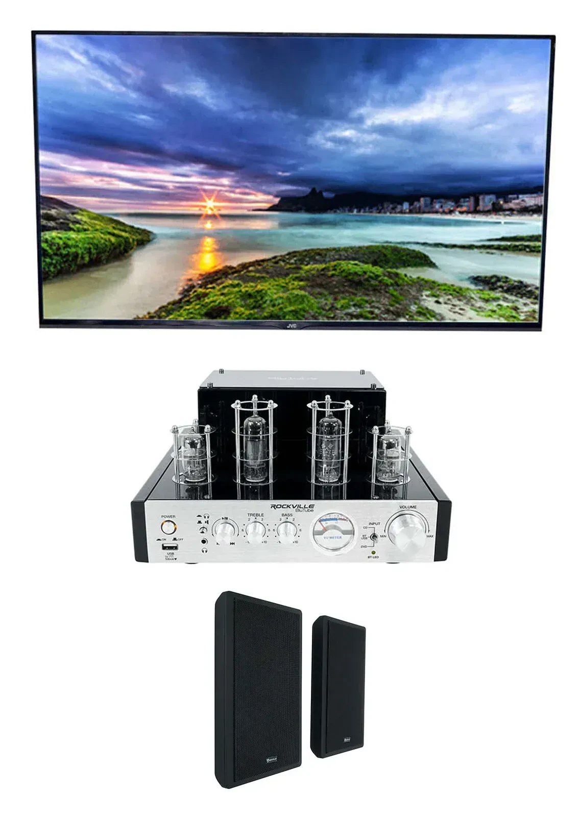 Усилитель мощности Rockville BluTube+ROCKSLIM Black с комплектом акустики