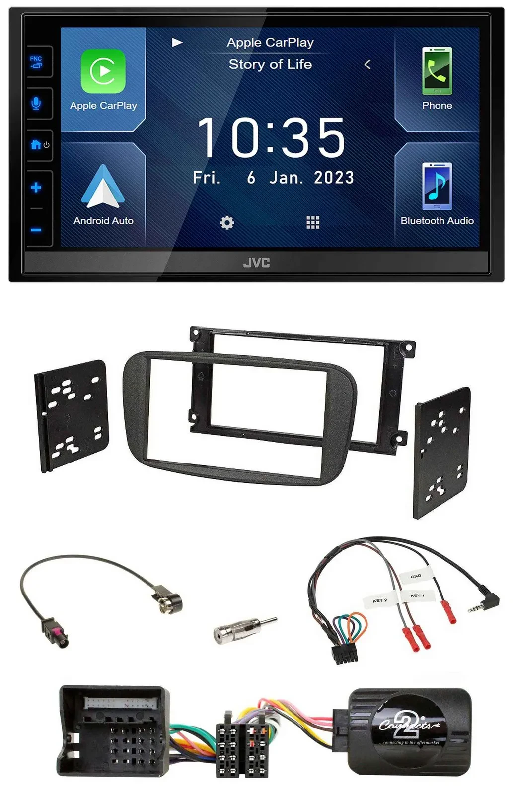 JVC DAB Bluetooth Lenkrad USB 2DIN Autoradio für Ford Galaxy Focus C-Max ab 07 s
