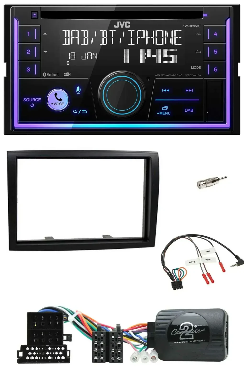 Автомагнитола для Citroen Jumper 2008–2011 JVC 2DIN, DAB, Bluetooth, CD, USB