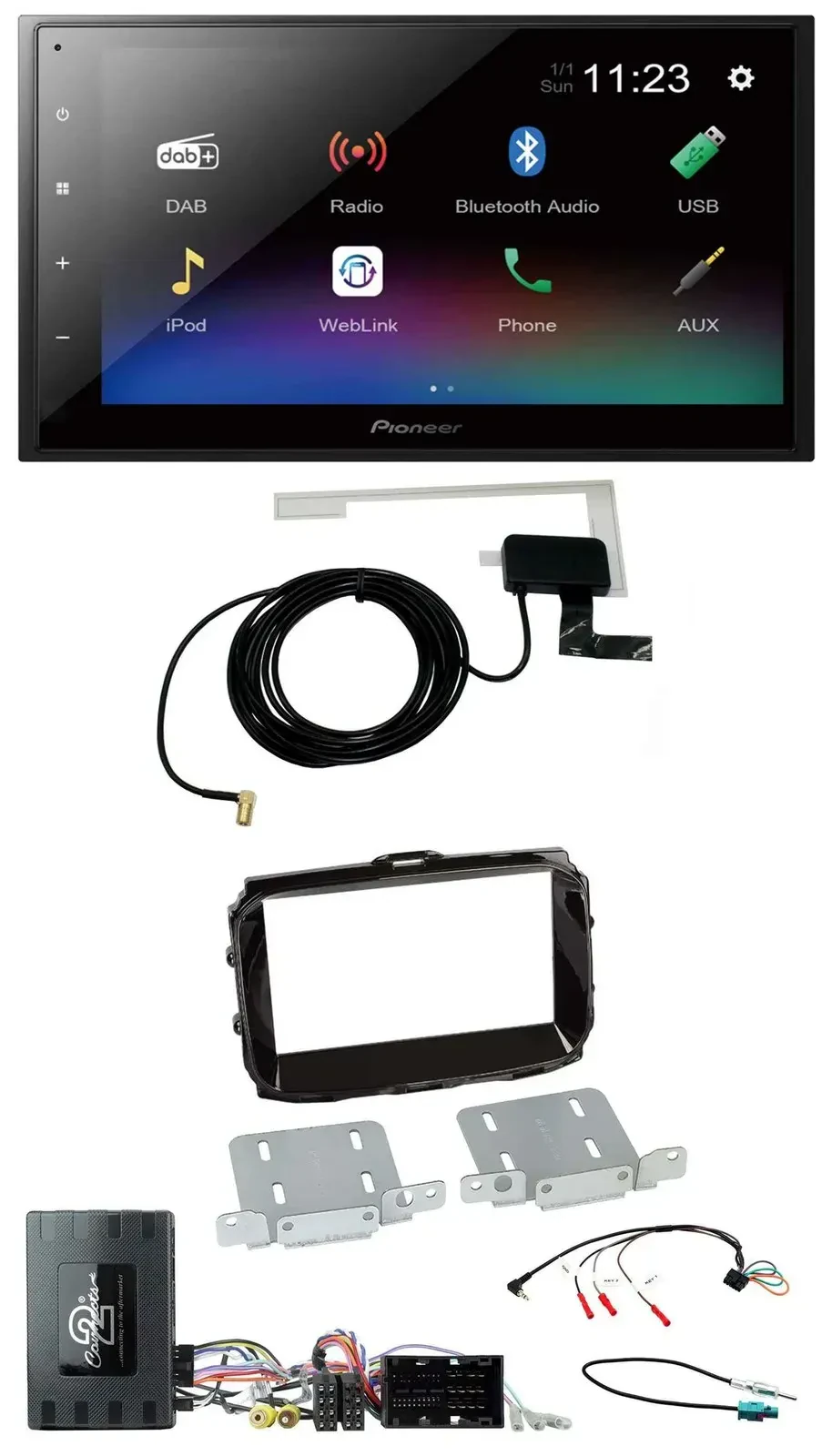 Автомагнитола Pioneer 2DIN DAB Bluetooth USB для Alfa Romeo Giulietta (2014–2021) с поддержкой управления на руле