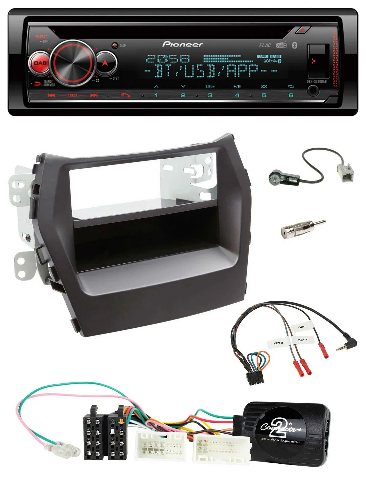 Автомагнитола Pioneer DAB, CD, Bluetooth, USB для Hyundai Santa Fe (с 2012), черный