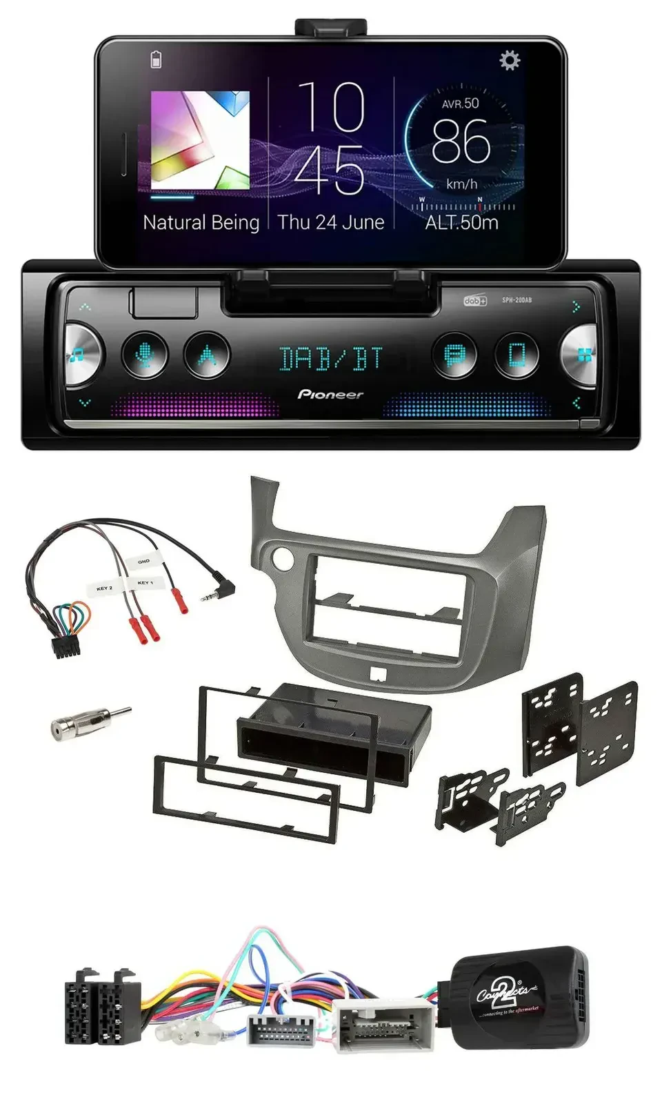 Автомагнитола Pioneer USB Bluetooth DAB для Honda Jazz (с 2014), серебристая