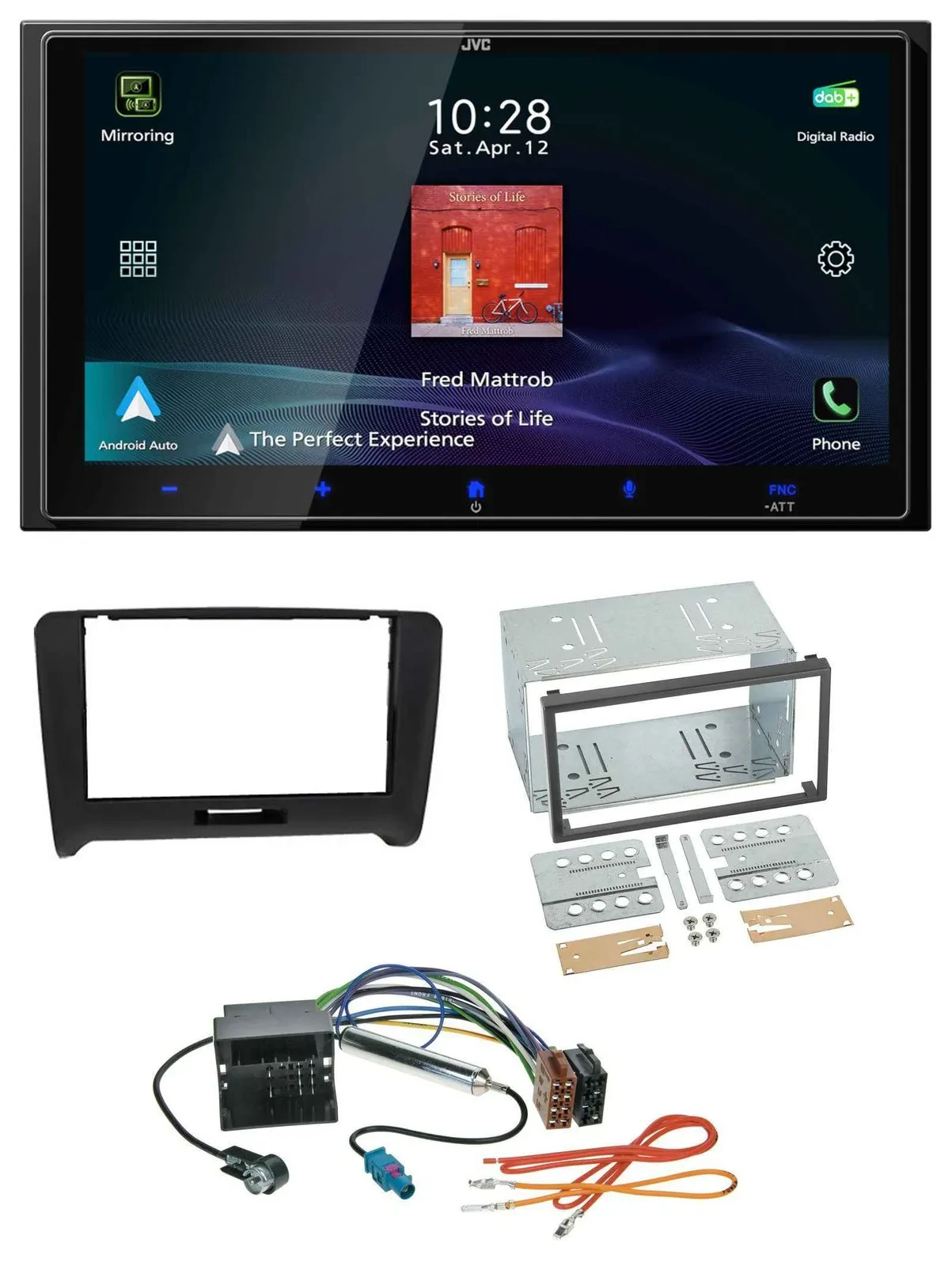 JVC USB Bluetooth 2DIN DAB MP3 Autoradio für Audi TT (06-14) Quadlock