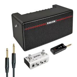 Nux Mighty Space Drahtloser Modeling Verstärker für Gitarre und Bass + Kabel