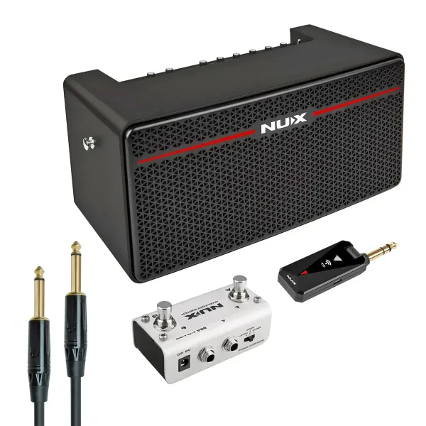 Nux Mighty Space Drahtloser Modeling Verstärker für Gitarre und Bass + Kabel