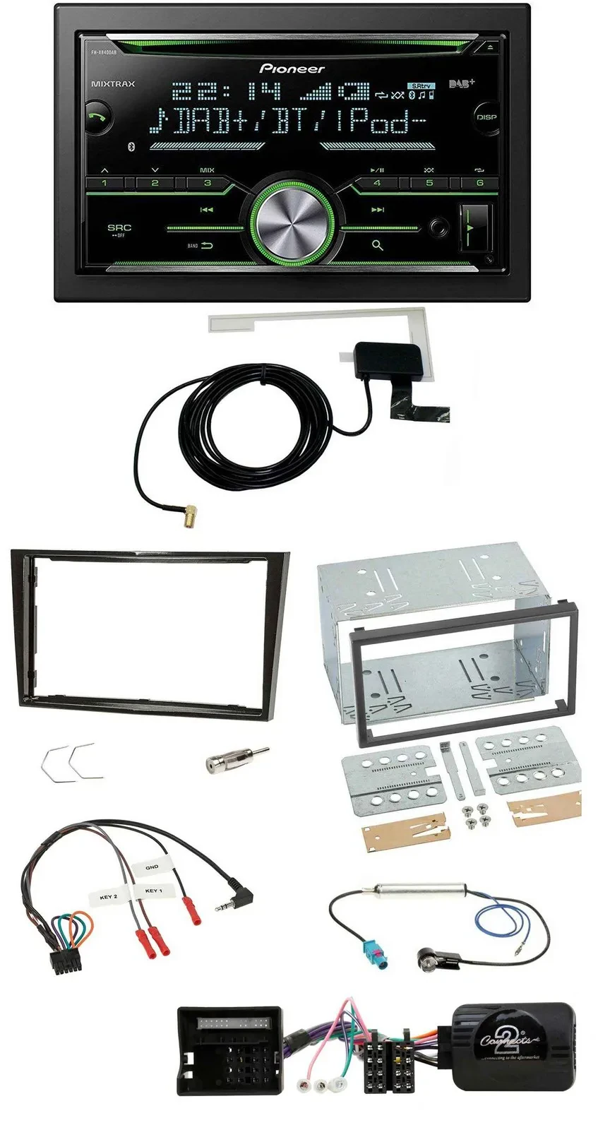 Автомагнитола Pioneer 2 DIN CD USB Bluetooth DAB для Opel Zafira, Corsa D, Astra с поддержкой кнопок на руле