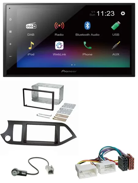 Pioneer USB Bluetooth DAB 2DIN MP3 Autoradio für Kia Picanto ab 11 Start-Stop