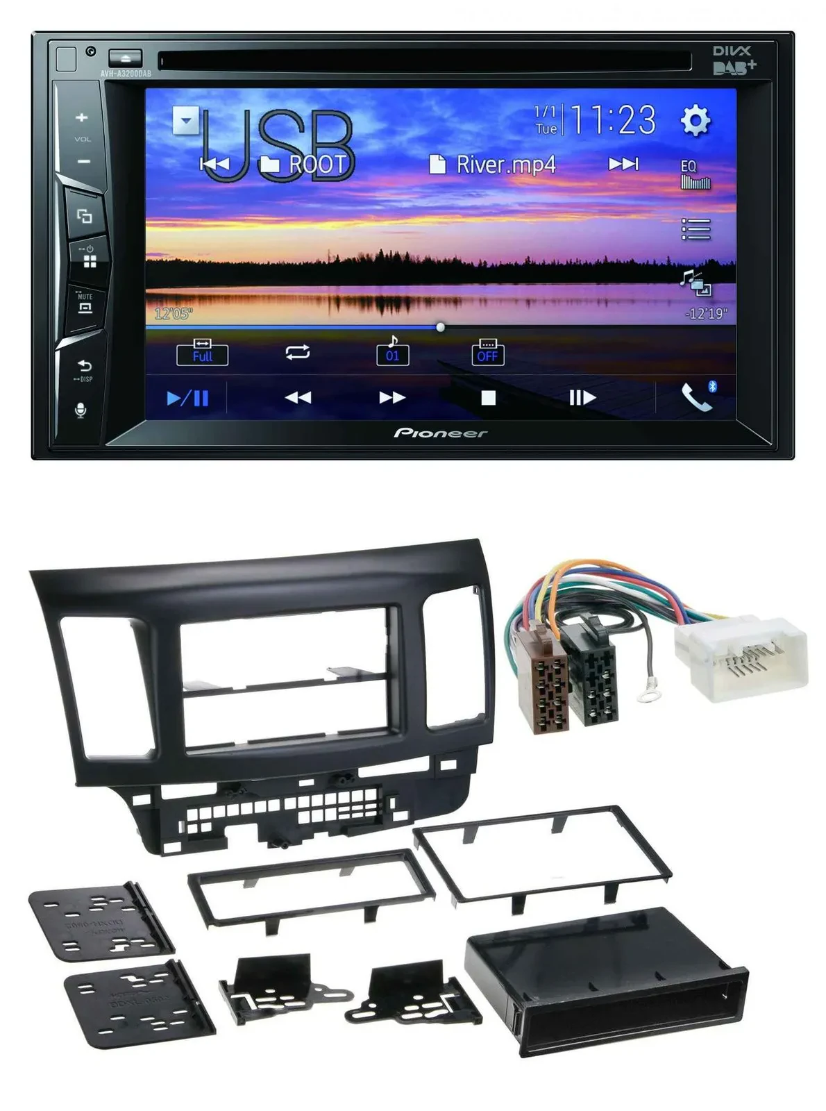 Pioneer Bluetooth 2DIN USB DVD DAB MP3 Autoradio für Mitsubishi EVO Lancer ab 08