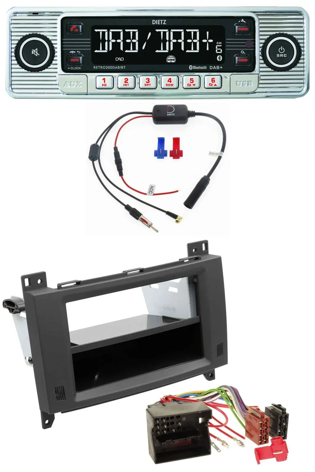 Dietz DAB USB MP3 Bluetooth Autoradio für Mercedes A- B-Klasse Vito rubbertouch-