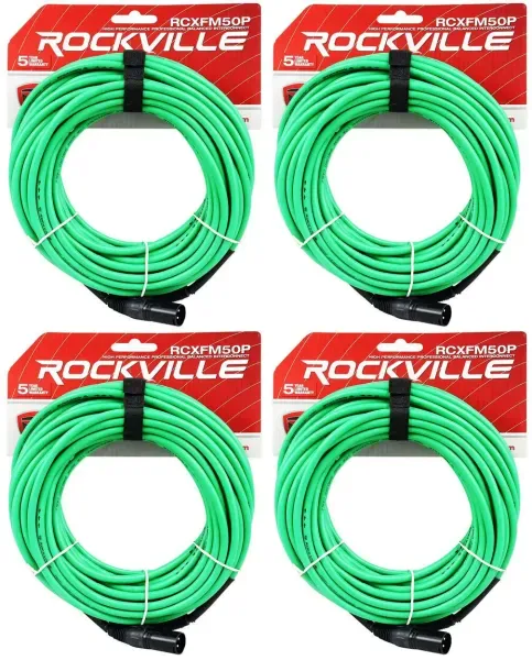 Микрофонный кабель Rockville RCXFM50P-G Green 15.25 м (4 штуки)