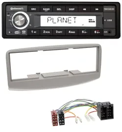 Continental USB 1DIN AUX DAB MP3 Autoradio für Fiat Multipla 186 1999-2010 grau