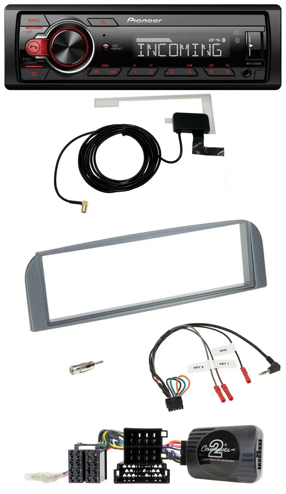 Pioneer MP3 Lenkrad CD DAB USB Autoradio für Alfa 147 GT 2007-2010 anthrazit