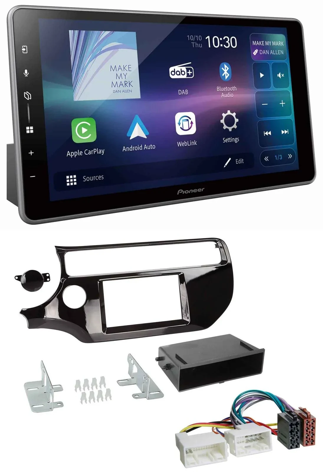 Автомагнитола для Kia Rio UB (с 2015) Pioneer Bluetooth, USB, DAB, MP3, черный (piano black)