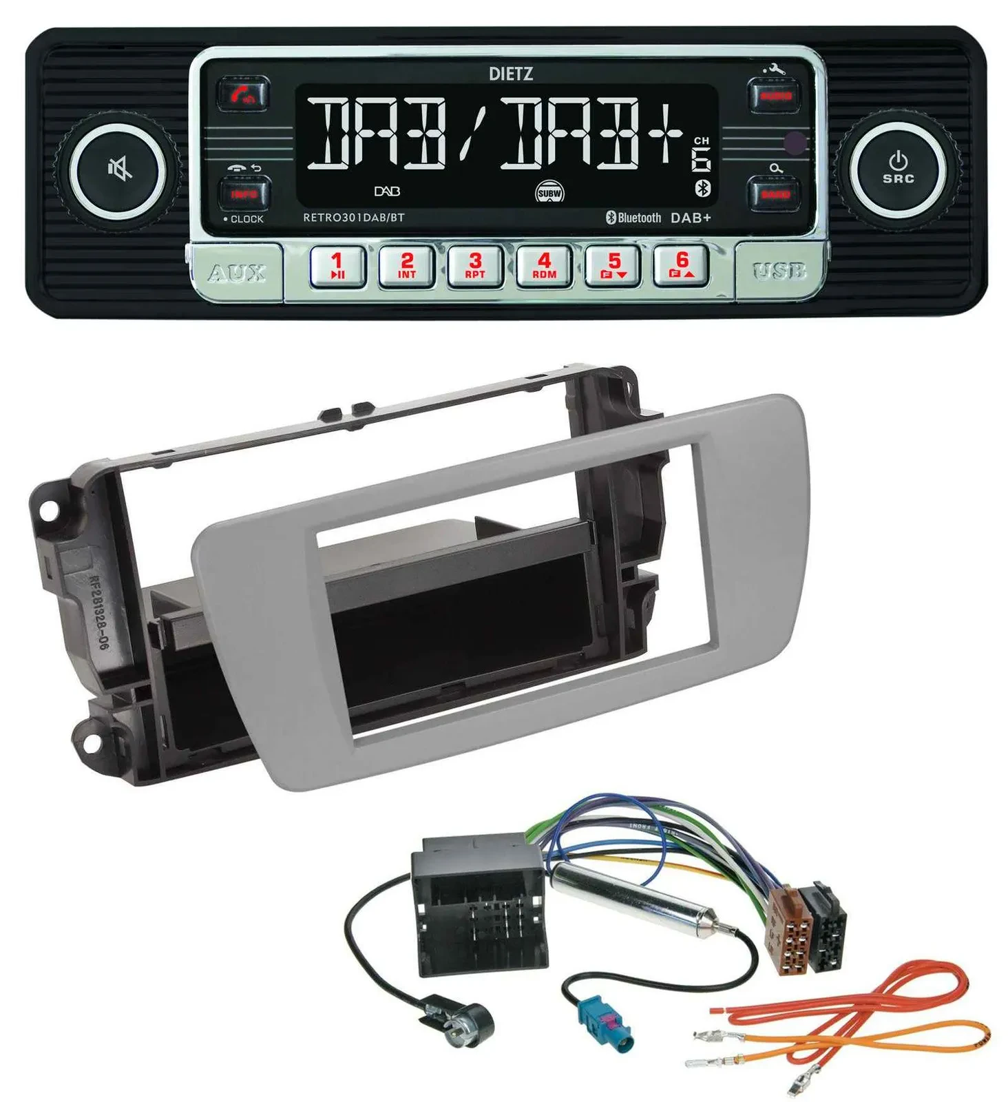 Dietz USB DAB MP3 Bluetooth Autoradio für Seat Ibiza (ab 08) - dublingrau