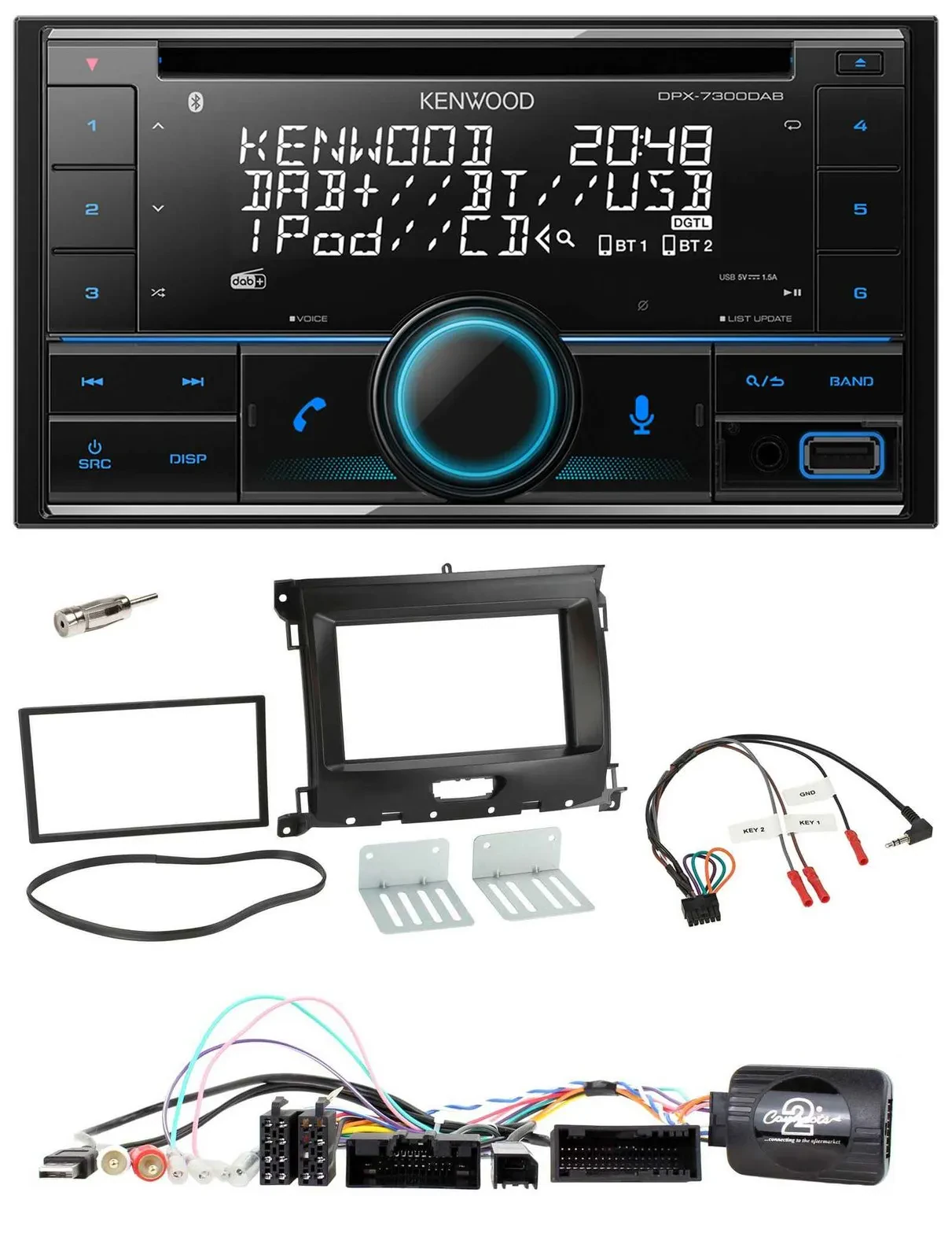 Автомагнитола для Ford Ranger XL Kenwood 2DIN CD DAB USB Bluetooth с поддержкой управления на руле