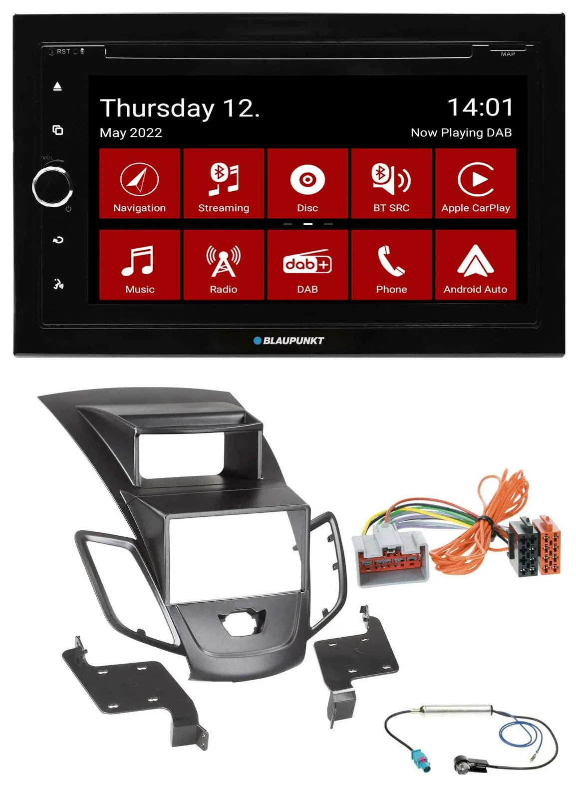 Blaupunkt MP3 DVD Bluetooth DAB 2DIN USB Autoradio für Ford Fiesta 08-10 Display