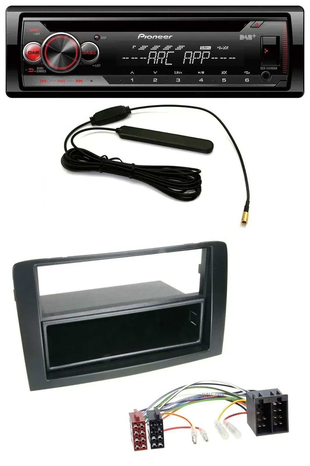 Автомагнитола Pioneer CD/USB/AUX/DAB MP3, черный, для Fiat Idea (350, 2003–2011)