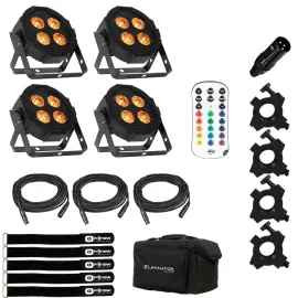 Светодиодный прибор Eliminator Lighting Mega Flat Hex L PAK4 Black с аксессуарами (4 штуки)