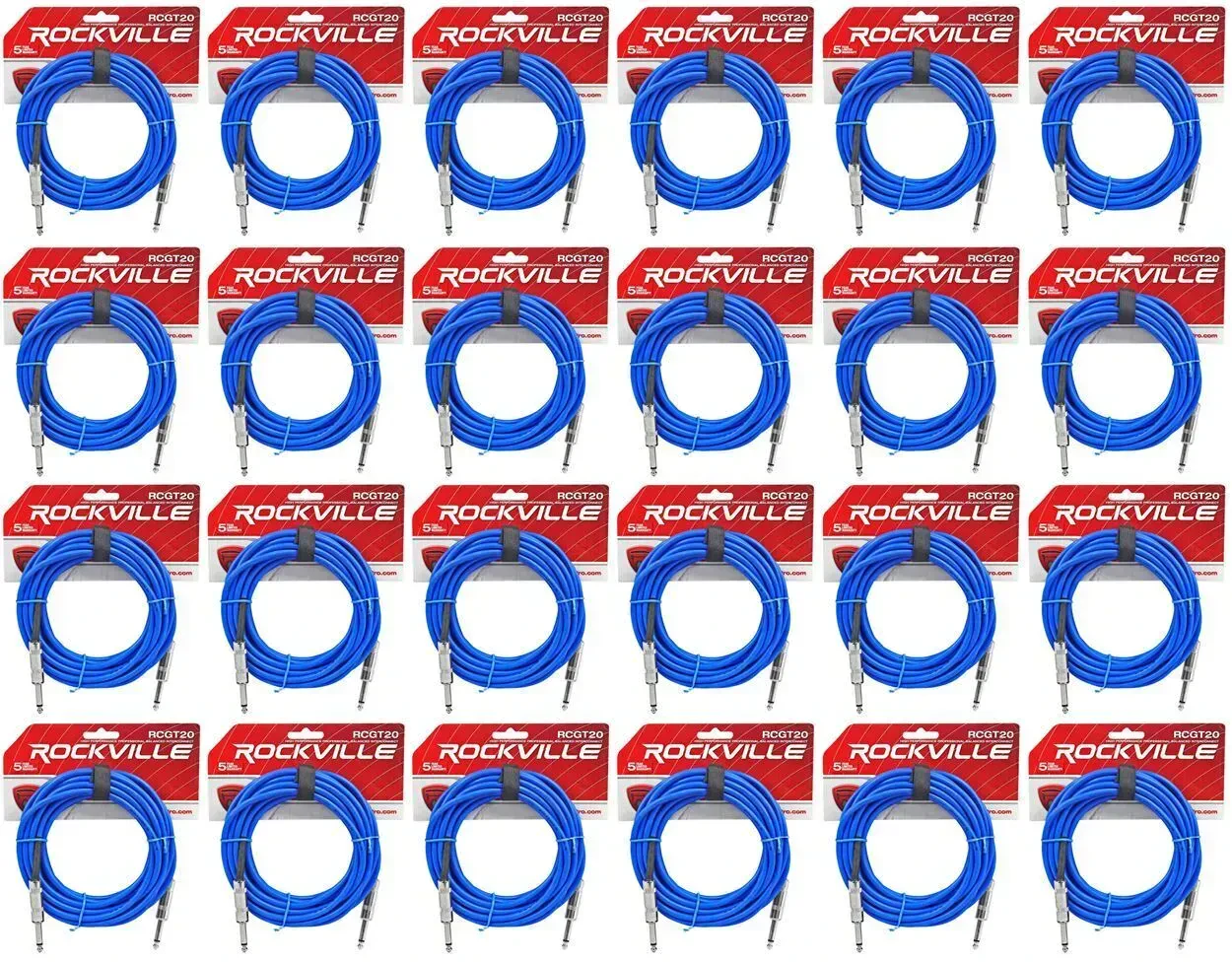 Инструментальный кабель Rockville RCGT20BL Blue 6.1 м (24 штуки)