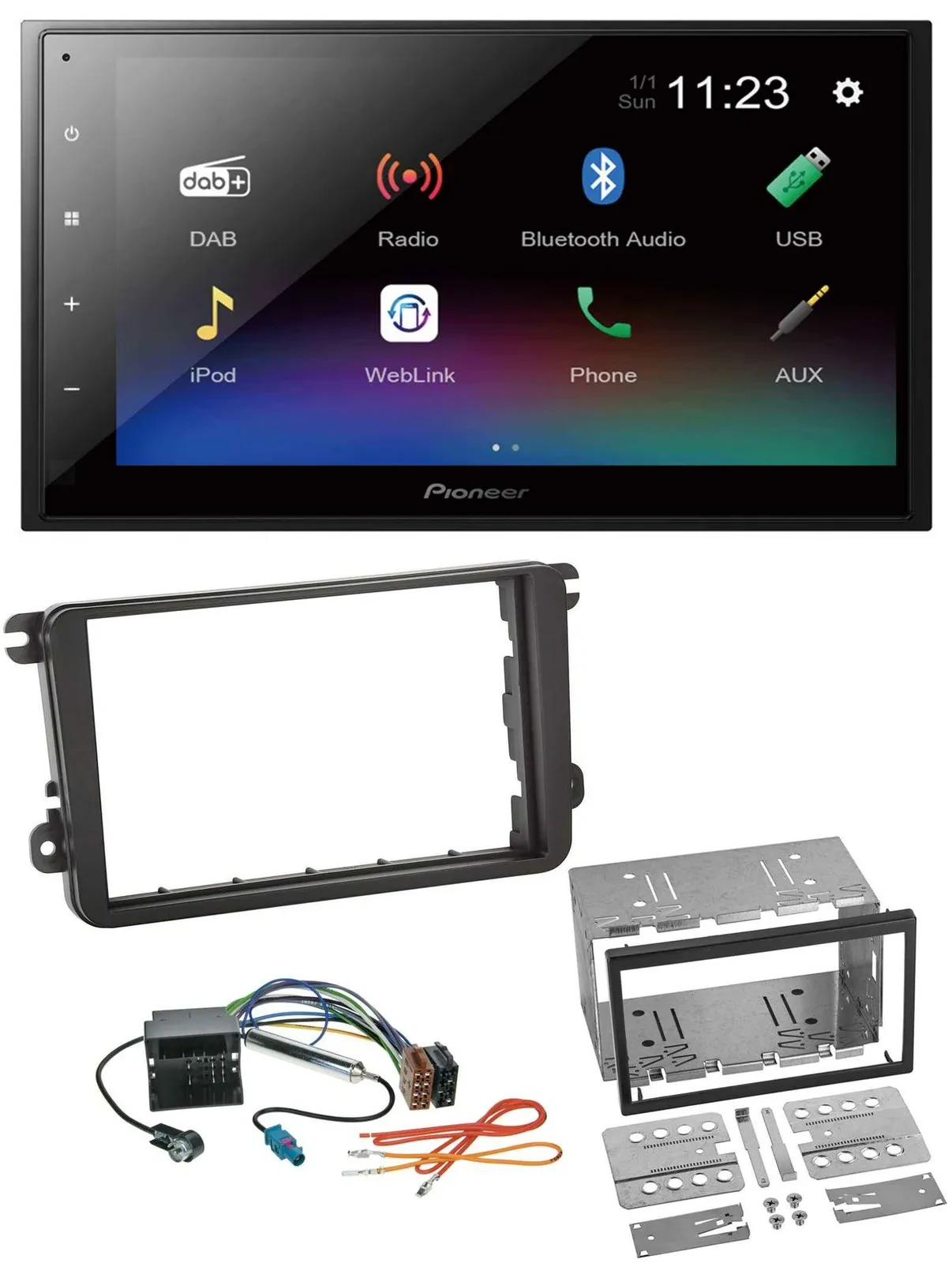 Pioneer USB Bluetooth DAB 2DIN MP3 Autoradio für Skoda Fabia Octavia II Rapid Ro