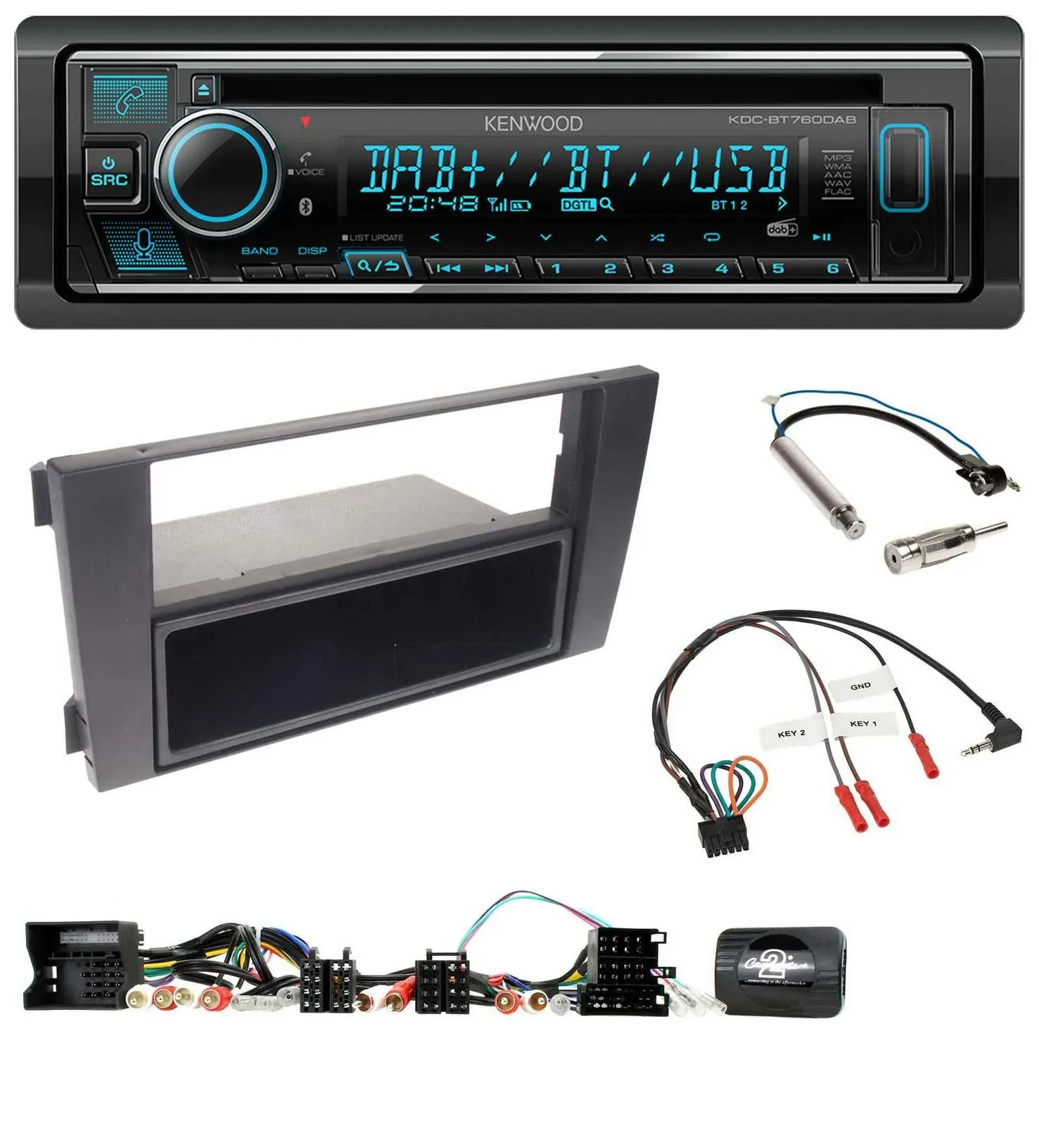 Kenwood Lenkrad Bluetooth DAB USB CD Autoradio für Audi A6 (2001-2004)