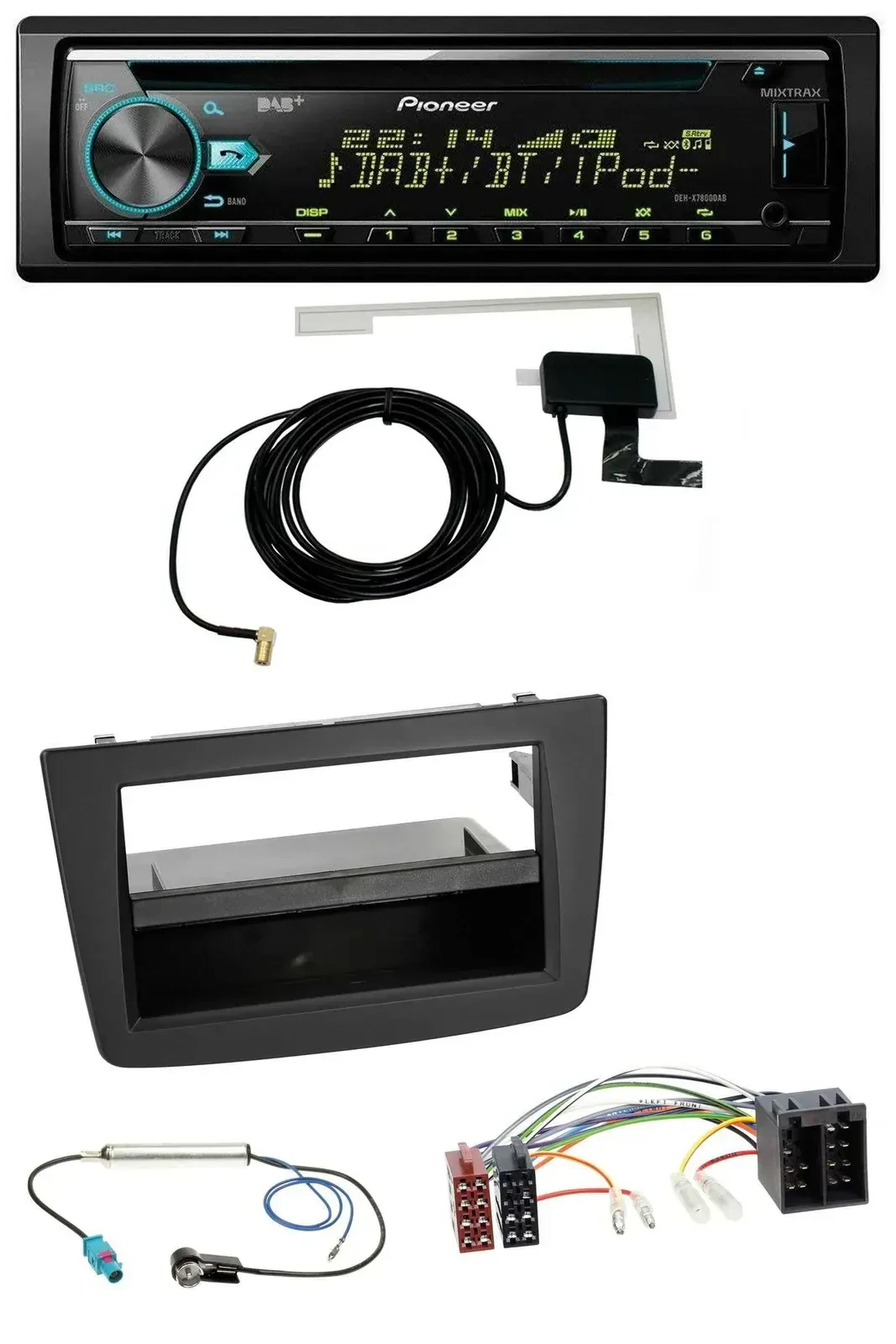 Автомагнитола Pioneer CD/USB/AUX, DAB, для Alfa Romeo Mito (955) 2008–2014, ISO, черная