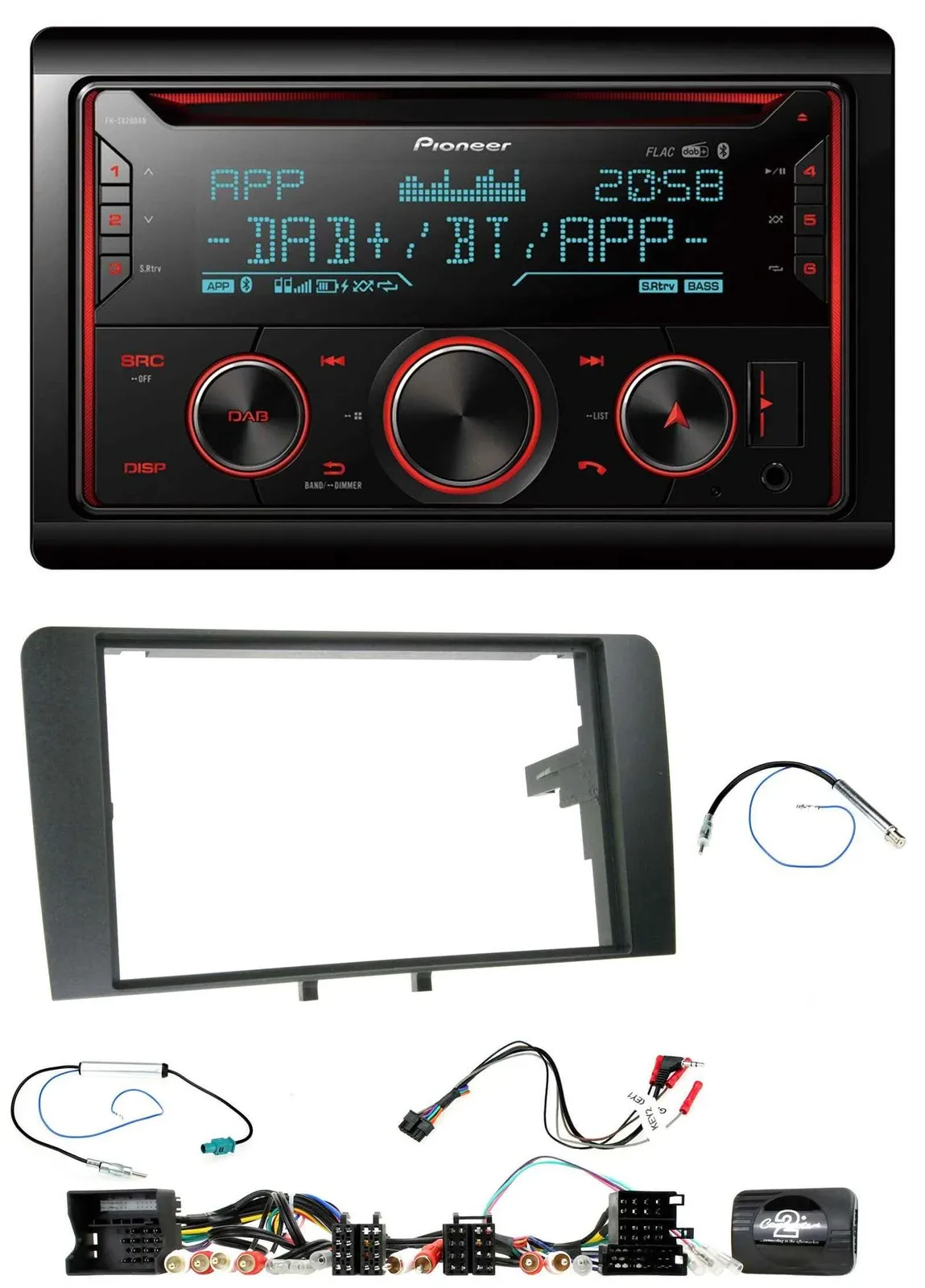 Pioneer 2DIN DAB Lenkrad Bluetooth USB CD Autoradio für Audi A3 8P 2003-2012 Akt
