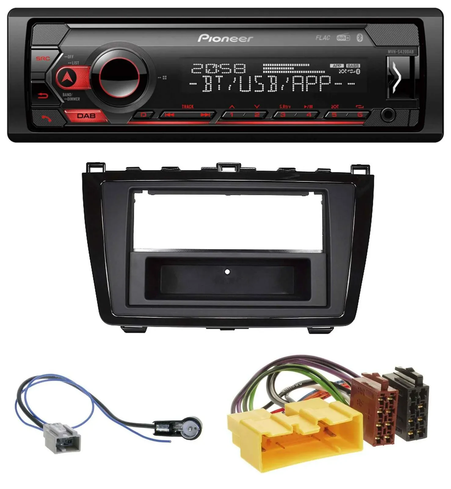 Pioneer MP3 USB DAB Bluetooth Autoradio für Mazda 6 (08-12) - glänzend