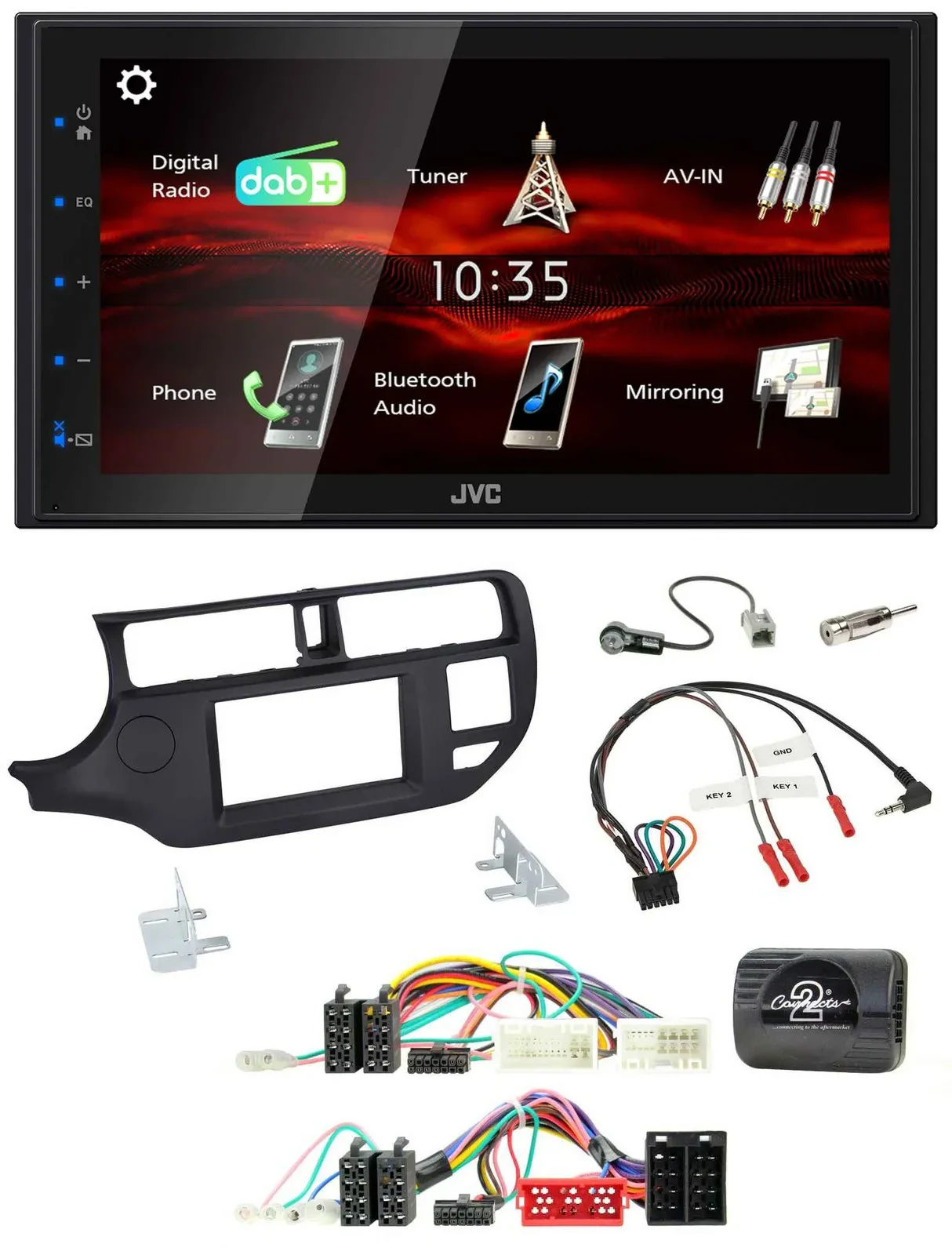 JVC USB Bluetooth Lenkrad DAB 2DIN Autoradio für Kia Rio UB 11-15 schwarz