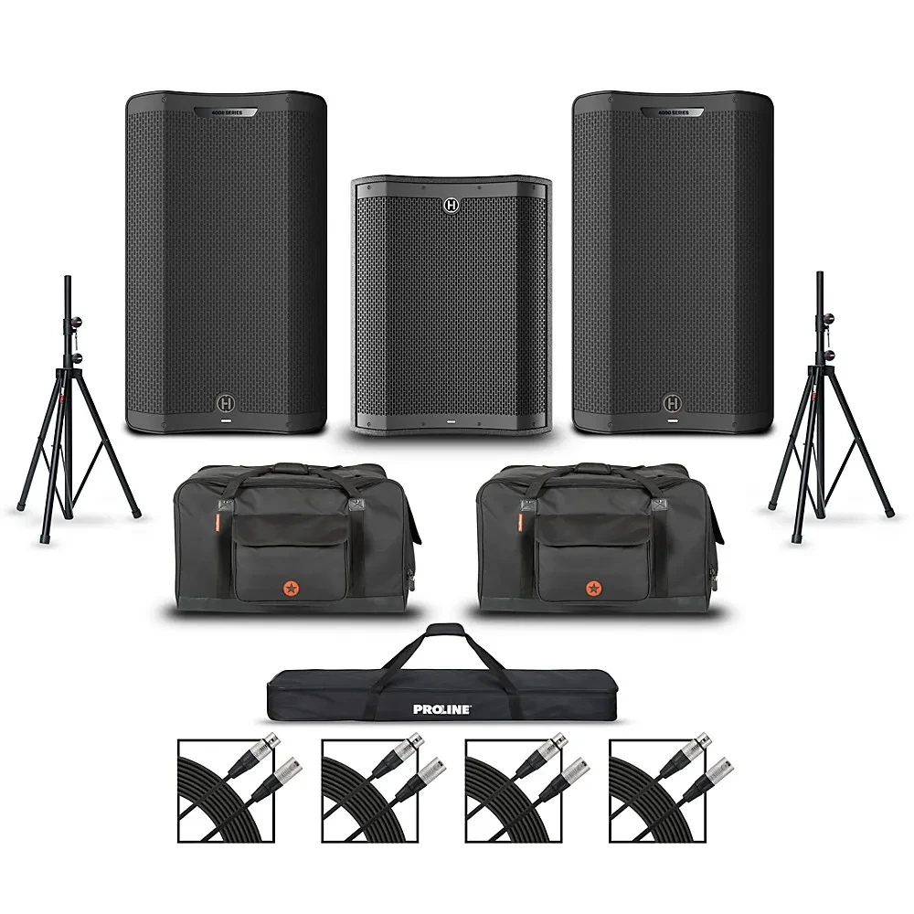 Harbinger VARI V4415 15" Pwerd Speakers Pack W/VS18 Subwoofer,Stands,Bags,Cables
