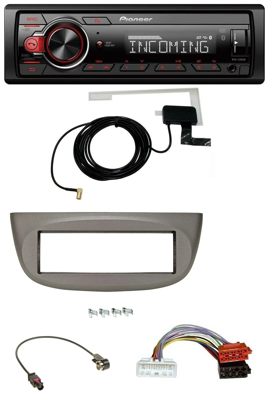 Автомагнитола для Renault Twingo (с 2015) Pioneer USB MP3 DAB Bluetooth бежево-серая