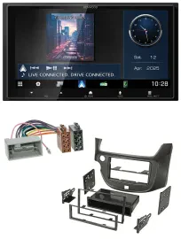 Kenwood Bluetooth 2DIN USB DAB MP3 Autoradio für Honda Jazz ab 09 dunkelgrau