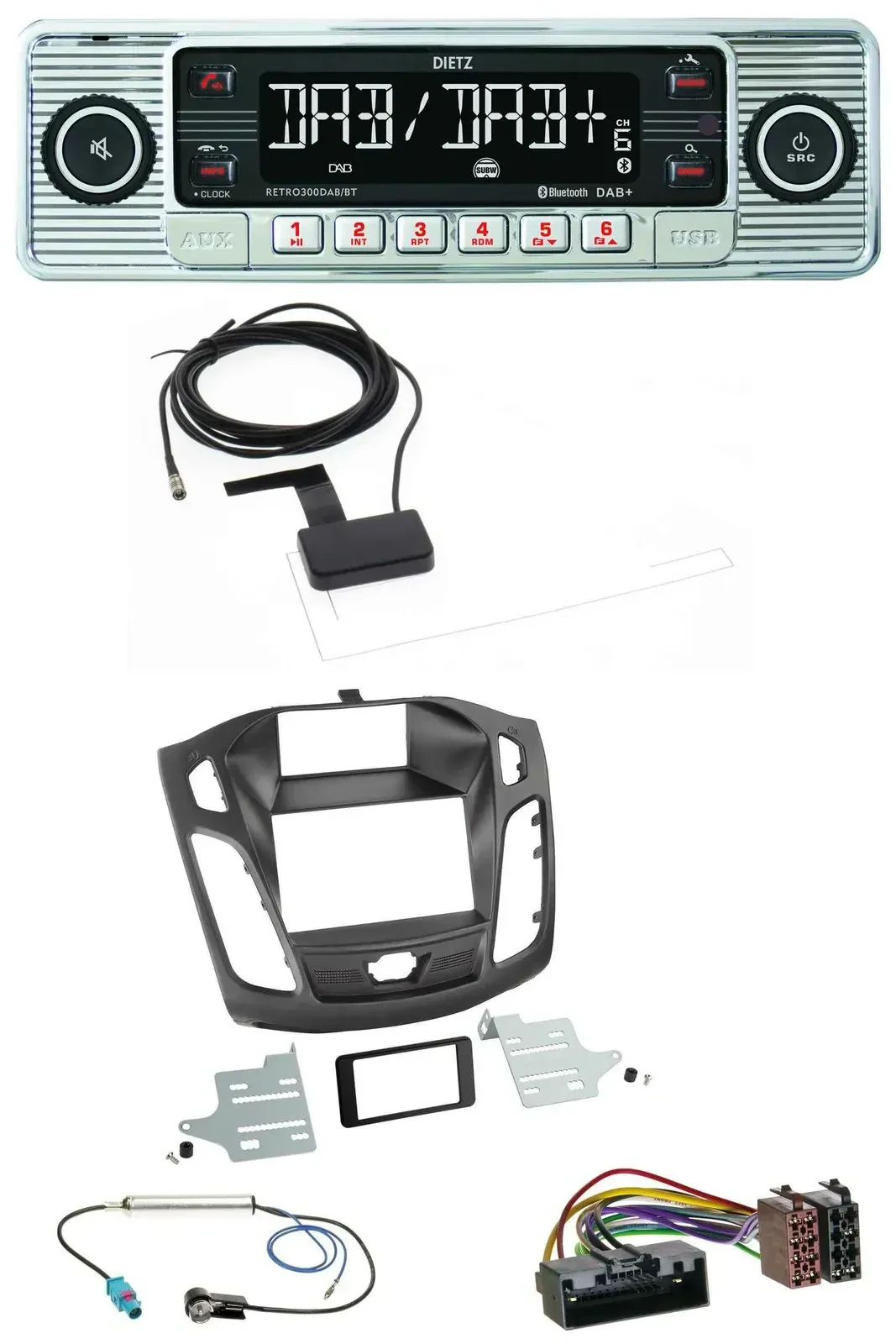 Автомагнитола Dietz Bluetooth, USB, MP3, DAB для Ford Focus (DYB, 2011–2014)