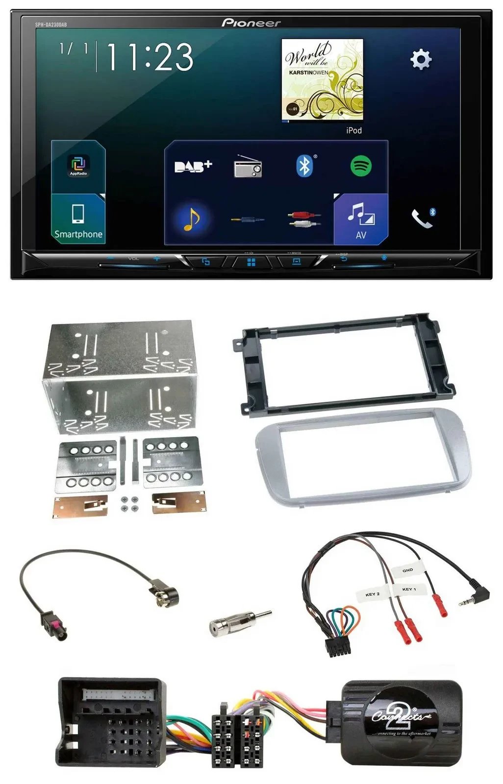 Pioneer Lenkrad Bluetooth USB 2DIN DAB Autoradio für Ford Galaxy C Max Focus Pro