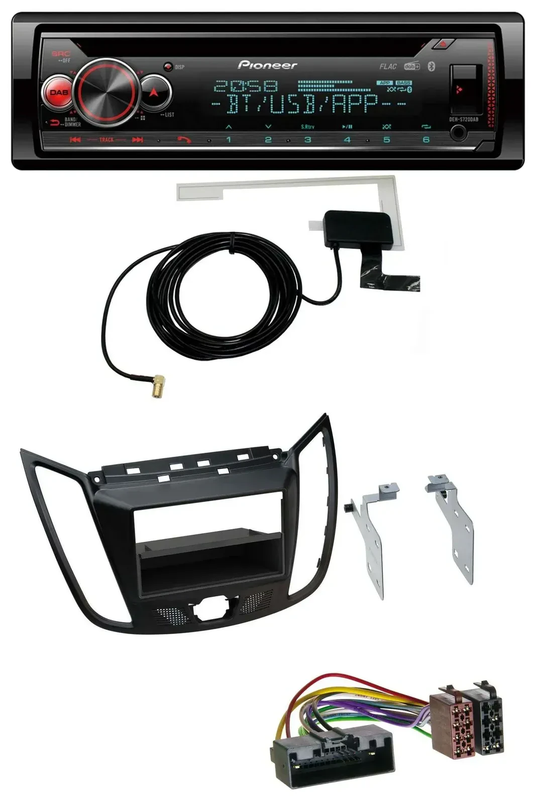 Автомагнитола Pioneer DAB, CD/MP3, USB, Bluetooth для Ford C‑Max/Kuga матовый черный