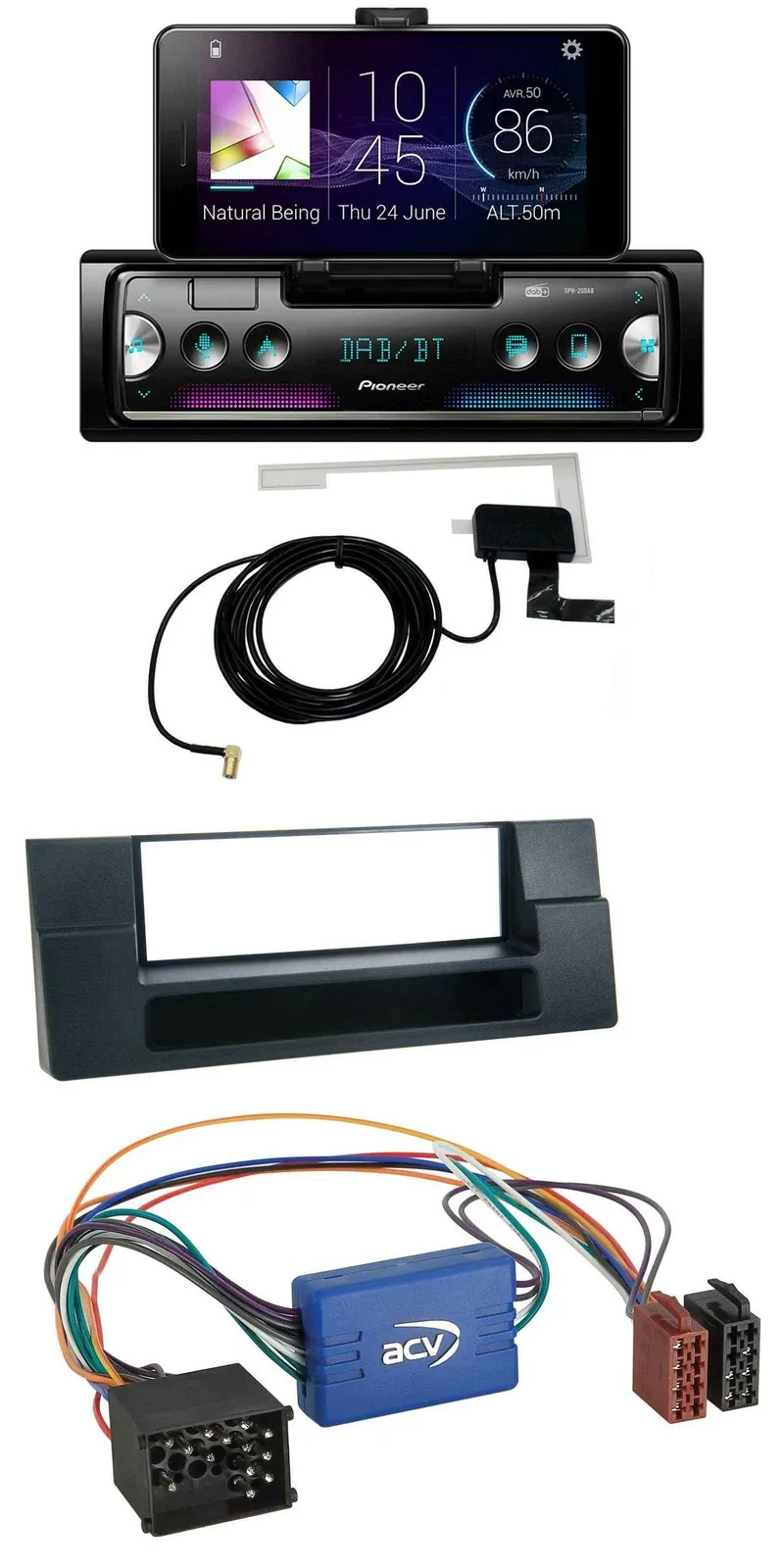 Автомагнитола для BMW 5 серии E39 и X5 E53 Pioneer DAB, Bluetooth, MP3, USB с монтажным карманом