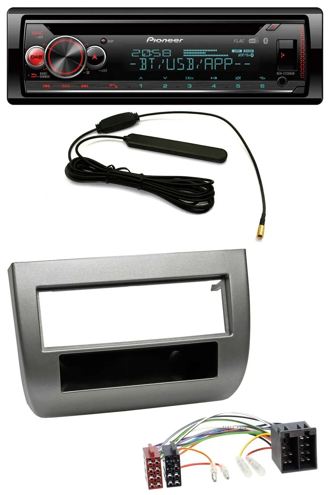 Автомагнитола для Lancia Y (843) 2003–2011 Pioneer USB DAB MP3 Bluetooth CD, тёмно-серебристый