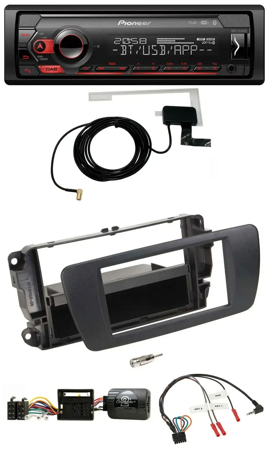 Автомагнитола Pioneer Bluetooth DAB USB, чёрный, для Seat Ibiza