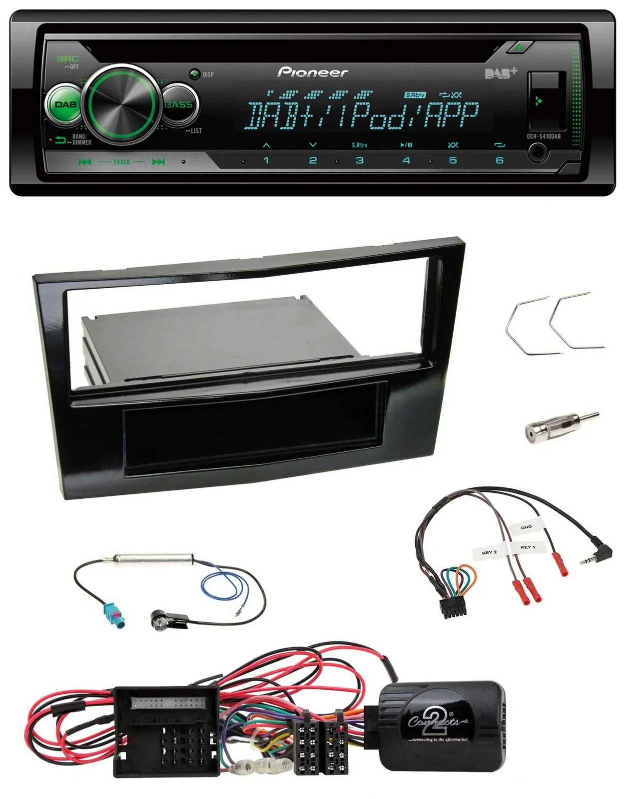 Pioneer USB MP3 DAB Lenkrad CD Autoradio für Opel Corsa D Klavierlack 09-14